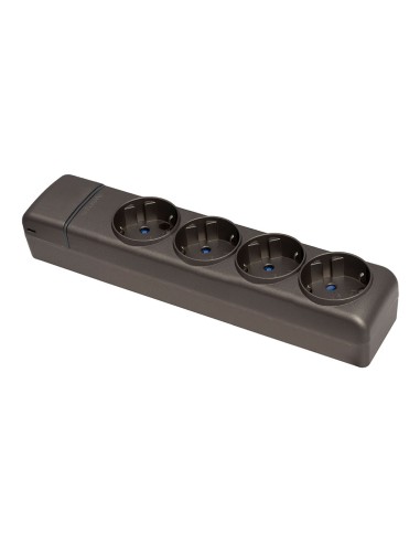 Base múltiple 4 tomas 2p+t schuko, 16 a 250 v~, grafito