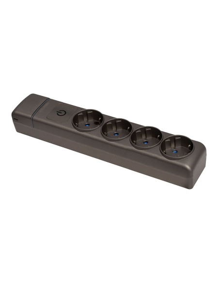 Base múltiple 4 tomas 2p+t schuko, 16 a 250 v~.grafito, con interruptor luminoso Base múltiple 4 tomas 2p+t schuko, 16 a 250 v~.grafito, con interruptor luminoso