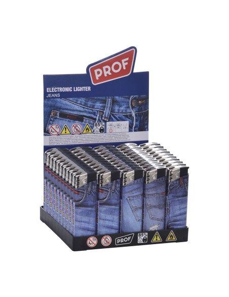 Encendedor electrónico recargable modelo variados tejano (expositor 50 unidades)