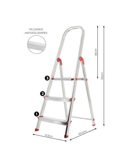 Escalera unica 3 peldaños 59 cm