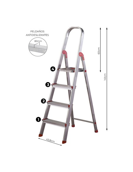 Escalera unica 4 peldaños 80 cm