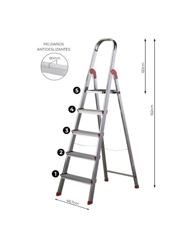 Escalera unica 5 peldaños 101 cm