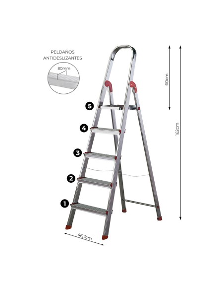 Escalera unica 5 peldaños 101 cm