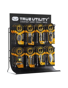 Expositor 8 ganchos true, metalico negro, con 8 referencias, 3 unidades de cada una, total 24 unidades, 41 x 20 x 45 cm