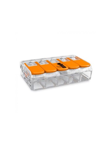 Conector rápido con palanca 5 vias, ø maximo 4 mm², 450 v , 32 a transparente 30 x 18,6 x 8,4 mm