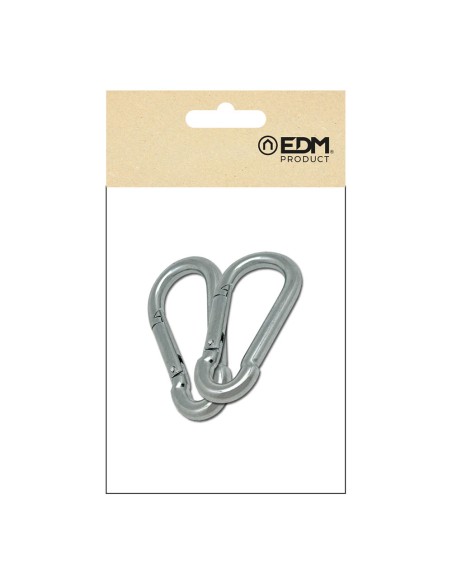 Mosquetón bombero, sin seguro, msq01, acero galvanizado, 5 x 50 mm. 2 unidades