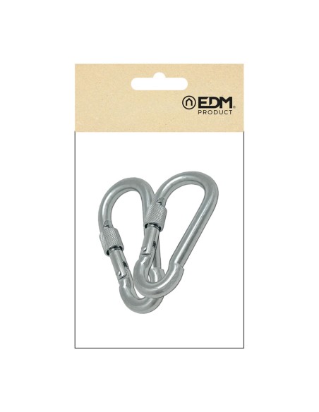 Mosquetón bombero con seguro, msq02, acero galvanizado, 6 x 60 mm. 2 unidades