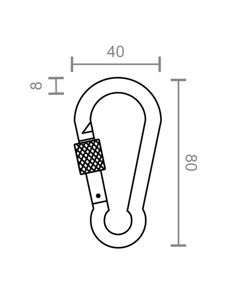 Mosquetón bombero con seguro, msq02, acero galvanizado, 8 x 80 mm