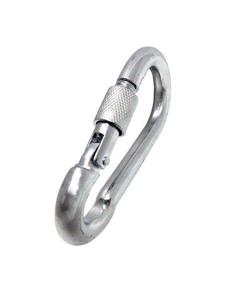 Mosquetón bombero con seguro, msq02, acero galvanizado, 9 x 90 mm