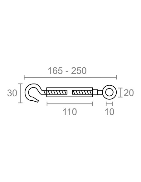 Tensor gancho-anilla din-1480 tns01, acero galvanizado, m8