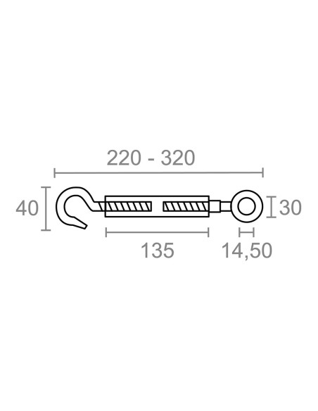 Tensor gancho-anilla din-1480 tns01, acero galvanizado, m12