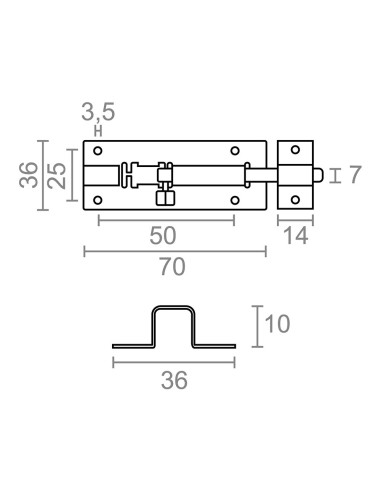 Pasador ps15, acero inoxidable, 70 mm