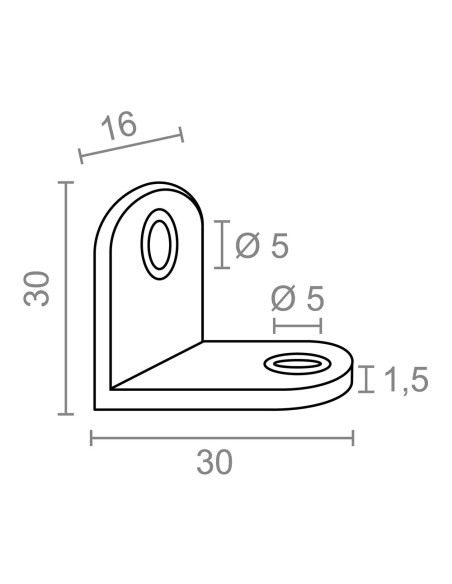 Ángulo refuerzo an24, acero inoxidable, 30 x 30 x 16 mm. 4 unidades