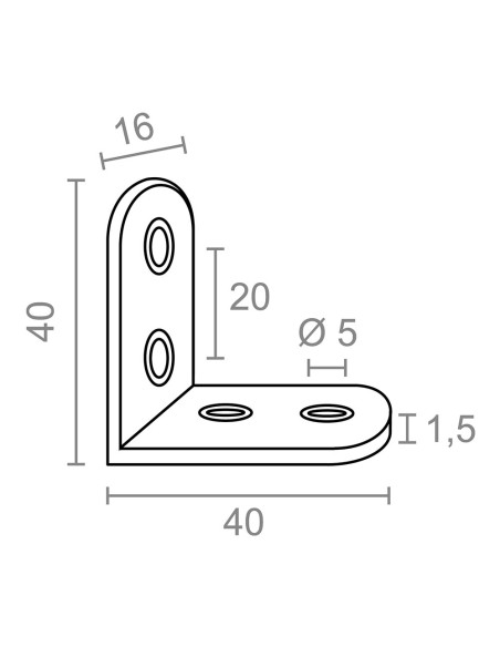 Ángulo refuerzo an24, acero inoxidable, 40 x 40 x 16 mm. 4 unidades