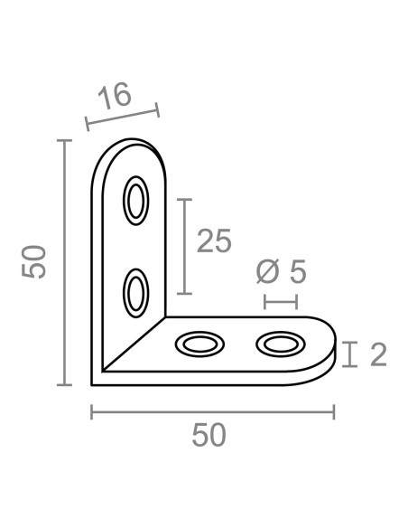 Ángulo refuerzo an24, acero inoxidable, 50 x 50 x 16 mm. 4 unidades