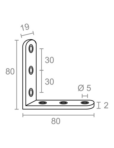 Ángulo refuerzo an24, acero inoxidable, 80 x 80...