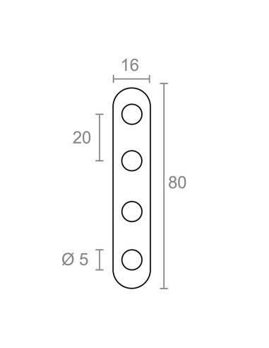 Placa recta unión plc14, acero inoxidable, 80 x...