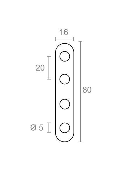 Placa recta unión plc14, acero inoxidable, 80 x 16 x 2 mm. 4 unidades