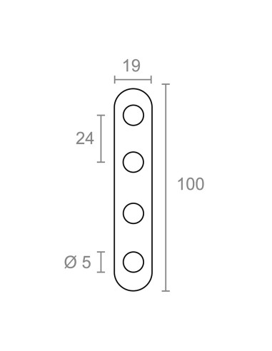 Placa recta unión plc14, acero inoxidable, 100...
