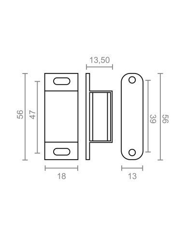 Cierre magnético im02, blanco, 56 x 18 mm, 2...