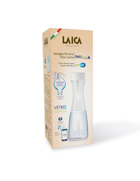 Botella filtración instantánea de vidrio de 1 l con 1 filtro