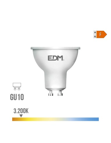 Bombilla dicroica led gu10 10 w 932 lm 3200 k luz cálida 120° ø5 x 6,4 cm