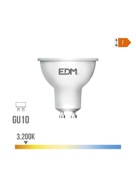 Bombilla dicroica led gu10 10 w 932 lm 3200 k luz cálida 120° ø5 x 6,4 cm
