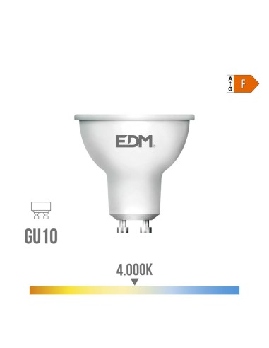 Bombilla dicroica led gu10 10 w 932 lm 4000 k luz dia 120° ø5 x 6,4 cm