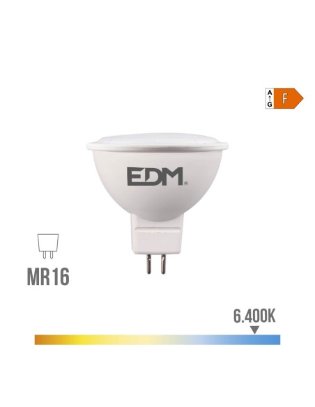 Bombilla dicroica led mr16 8 w 780 lm 6400 k luz fria 120° ø5 x 5 cm