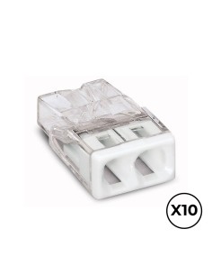 Conector rápido 2 vias, ø maximo 2,5 mm², transparente / blanca, 10 uds