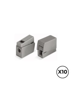 Conector rápido en linea presilla 2 vias, 1 rígido + 1 rígido, semirígido o flexible ø máximo 2,5 mm², gris, 10 uds