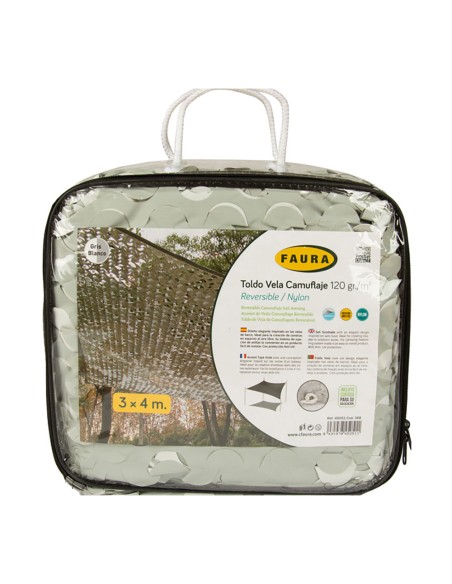 Toldo camuflaje reversible gris / blanco 3 x 4 m