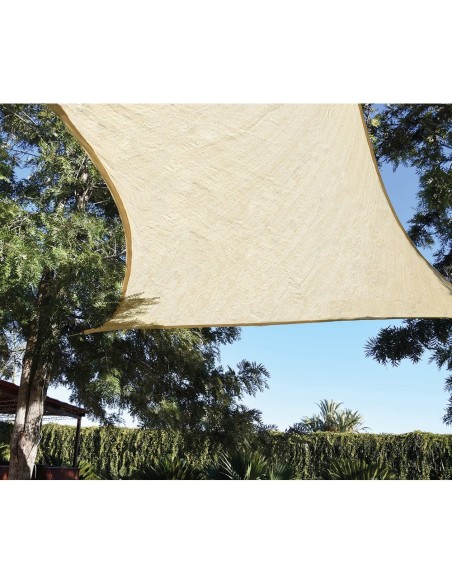 Toldo vela cuadrado beige 3,6 x 3,6 m