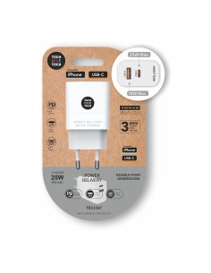 Cargador ultrarrápido 25 w usb-c + usb-a pd, blanco 2