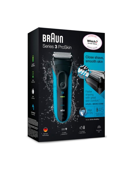 Afeitadora electrica recargable serie 3 proskin azul 600 w