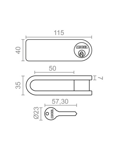 Candados reja ballesta cn16 con 3 llaves, 2...