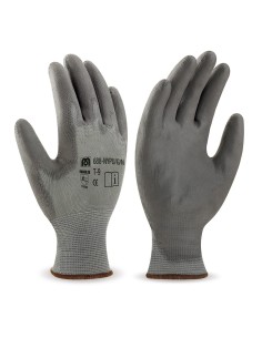 Guantes poliéster gris con recubrimiento de poliuretano gris en388, talla 10