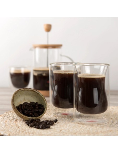 Vaso de doble pared palermo, resistentes a golpes y temperaturas 200 ml, 2 uds