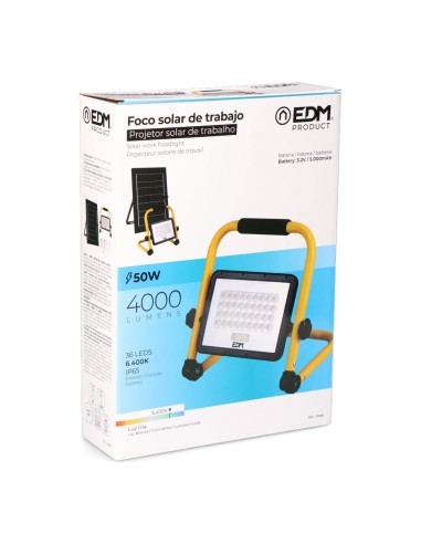 Foco solar de trabajo + panel solar 4000 lm,...