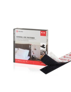 Cinta de gancho y bucle adhesiva, negra, 50 mm x 25 m