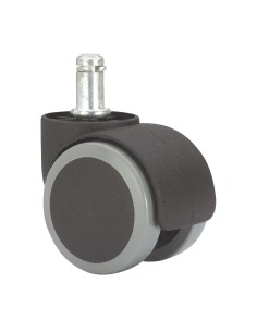 Rueda giratoria espiga lisa con anilla, color negro/gris, carga máx. 50 kg, 11 x 22 mm, ø 5 cm