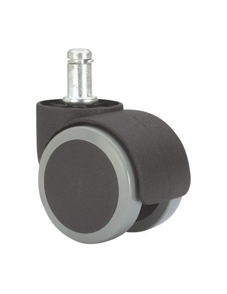 Rueda giratoria espiga lisa con anilla, color negro/gris, carga máx. 50 kg, 11 x 22 mm, ø 5 cm