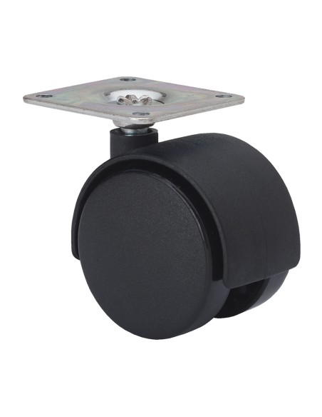 Rueda giratoria con placa y eje liso, color negro, carga máx. 20 kg, ø 4 cm