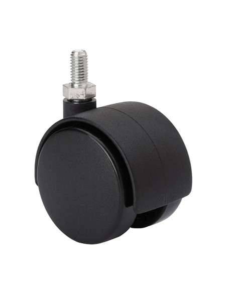 Rueda giratoria espiga roscada y eje liso, color negro, carga máx. 20 kg, 6 x 15 cm, ø 4 cm