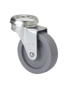 Rueda giratoria con agujero y eje liso, color gris, carga máx. 15 kg, ø 3 cm