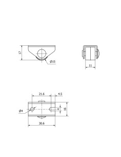 Rueda fija con placa y eje liso de dos fijaciones, color negro, carga máx. 20 kg, ø 1,5 cm 2