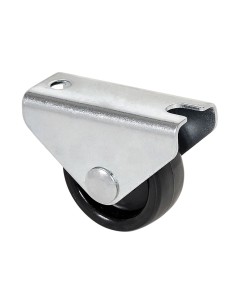 Rueda fija con placa y eje liso de dos fijaciones, color negro, carga máx. 40 kg, ø 2,5 cm