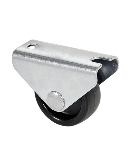 Rueda fija con placa y eje liso de dos fijaciones, color negro, carga máx. 40 kg, ø 2,5 cm