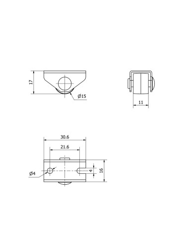 Rueda fija de goma con placa y eje liso de dos...