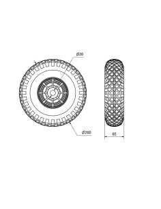 Rueda neumática con nucleo poliamix y eje liso, carga máx. 175 kg, ø 26 cm 2